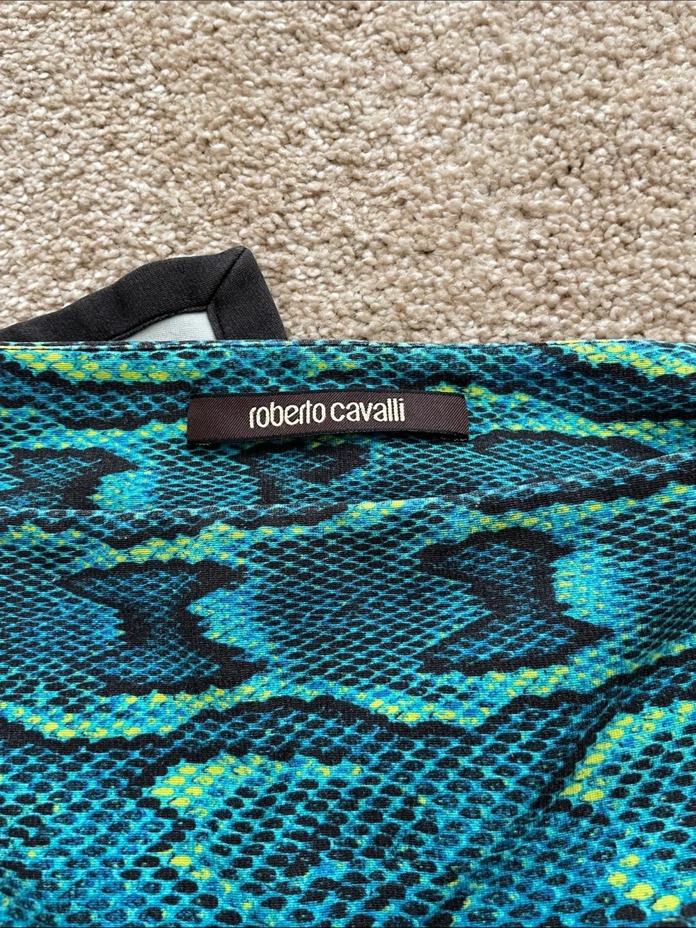 Vintage Roberto Cavalli Green Snake Skin Skirt